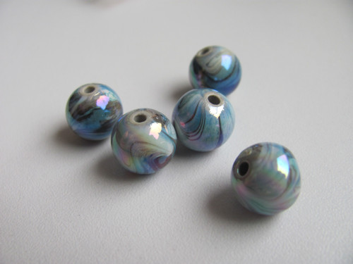 Akrylový korálek metalický modrý 12 mm