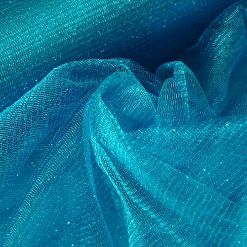 Tyl s třpytkami tm. blankytně modrý, cena za 50 cm