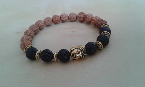 Náramek rudraksha + láva + Buddha