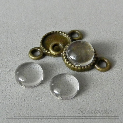 Skleněný kabošon, čírý - 8 mm, 2 Ks