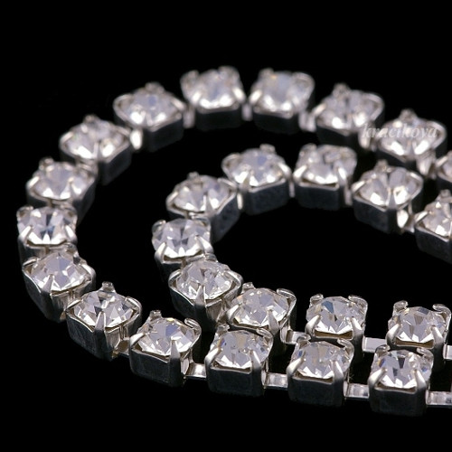 Štrasový řetěz crystal stříbrný
