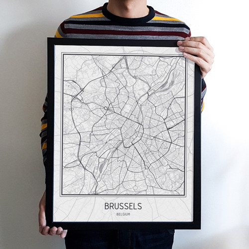 Plakát - mapa Brusel