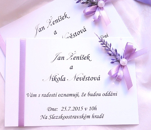Svatební oznámení s levandulkou