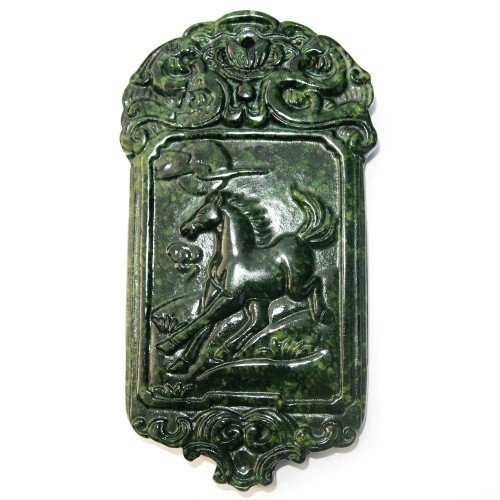 Amulet Tibet - KŮŇ A MĚSÍC extra, zelený jadeit — foto 1