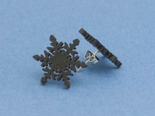 Náušnice puzetové Snowflake 2 černé — foto 1