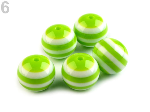 AKCE Plastové korálky s proužkem 16mm (5ks)- green