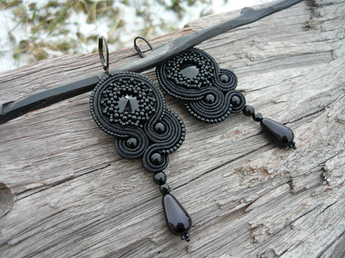Soutache náušnice Black Elegant — foto 1