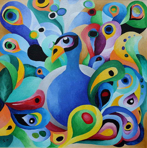 Páv 60x60 cm originál