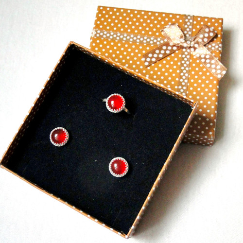 Classic Red Jade Set Silver Ag 925 / Sada šperkov