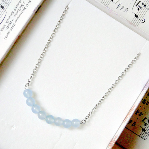 Light Blue Jade Necklace (Stainless Steel)