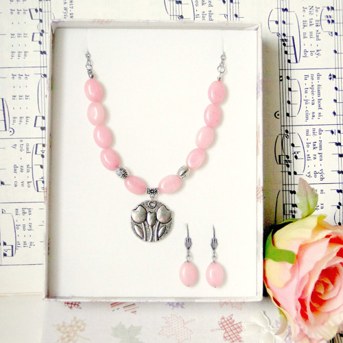 Morganite Tulip Stainless Steel/ Sada šperkov