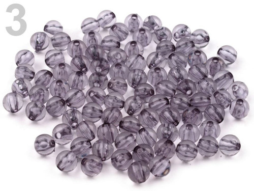 Plastové korálky Transparent Ø6 mm (20g) - šedá