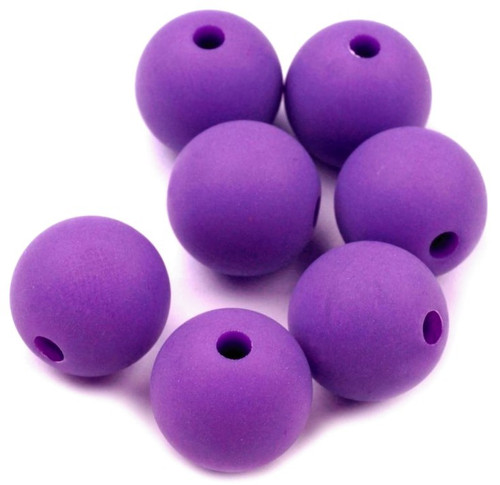Plastové korálky fialové matné 14 mm - 7 ks