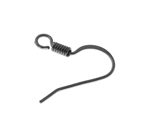 Afroháčky s pružinkou gun metal - 20 ks