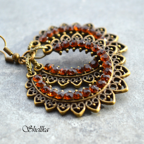 Náušnice ,,ORIENTAL,, hnědé — foto 1
