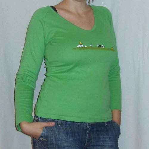 Zelené triko s ovečkami - XL — foto 1