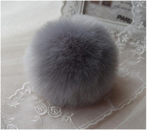 Šedá bambule - imitace králičí, 8 cm — foto 1