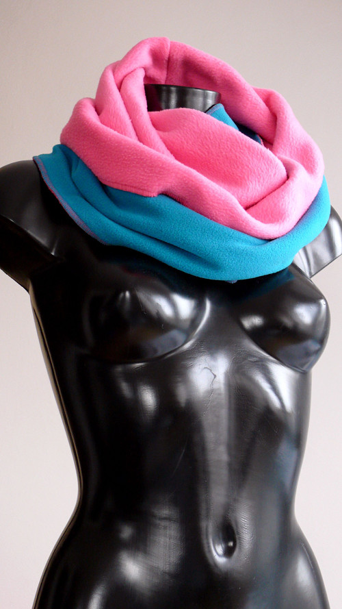 Nákrčník Doublecolour Fleece/Petrol&NeonPink