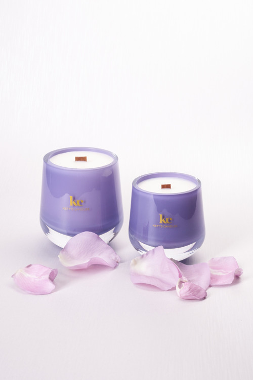 LAVENDER - vonná svíčka v českém foukaném skle