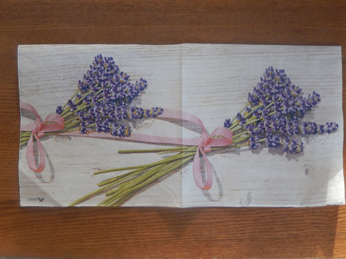 Ubrousek na decoupage - levandulky s mašlí