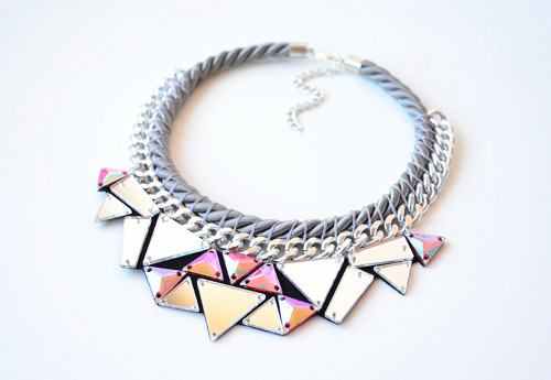 Náhrdelník Pink Grey Silver Tribal — foto 1