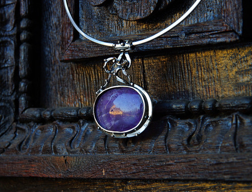 Nerezový náhrdelník..." Deep violet " — foto 1