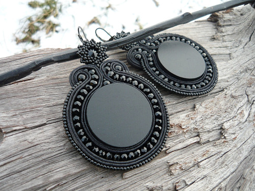 Soutache náušnice Big Black Elegant — foto 1