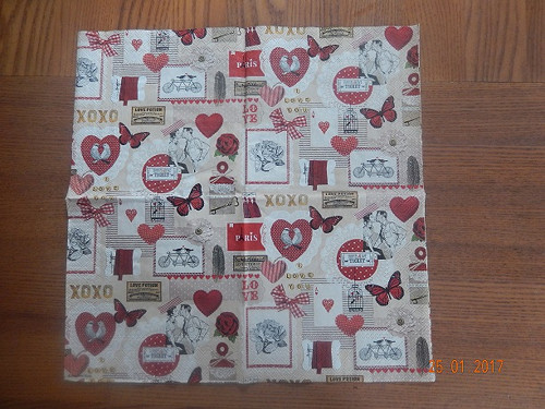 Ubrousek na decoupage - retro srdíčka — foto 1