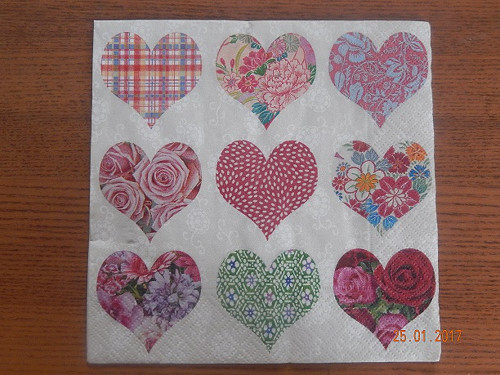 Ubrousek na decoupage - srdíčková mánie