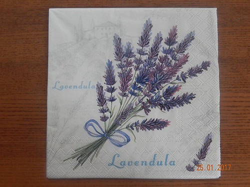 Ubrousek na decoupage - lavendula s mašličkou
