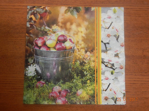 Ubrousek na decoupage - kýbl jablek — foto 1