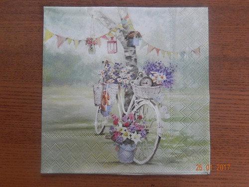Ubrousek na decoupage - květinové kolo