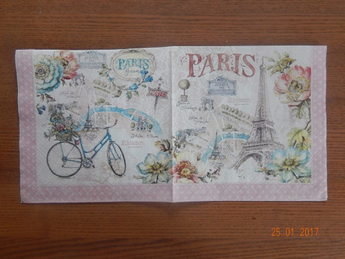 Ubrousek na decoupage - Paříž do růžova