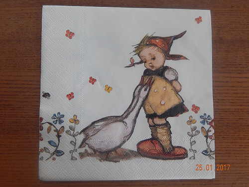 Ubrousek na decoupage - holčička a husy
