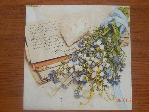 Ubrousek na decoupage - kvítí a psaní