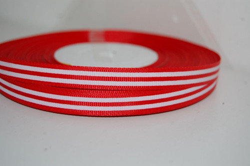 Stuha rypsová š.10 mm: Striped Red — foto 1