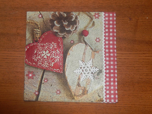 Ubrousek na decoupage - vánoční srdíčka