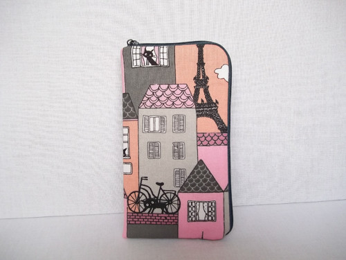 Obal na mobil-Paris (růžový) 15 cm