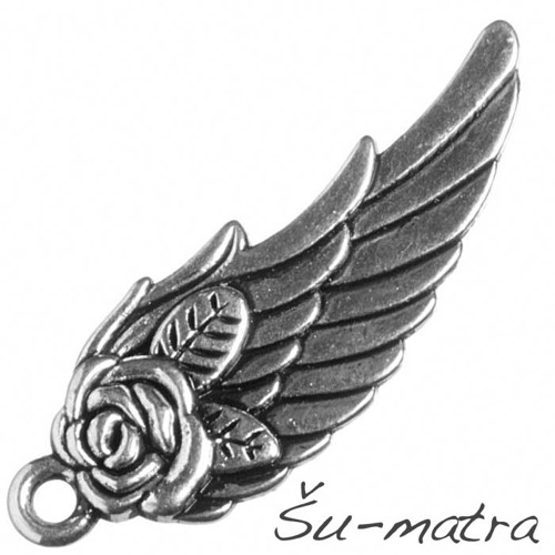 Přívěsek starostříbrný - křídlo, 31x11 mm (4 ks)