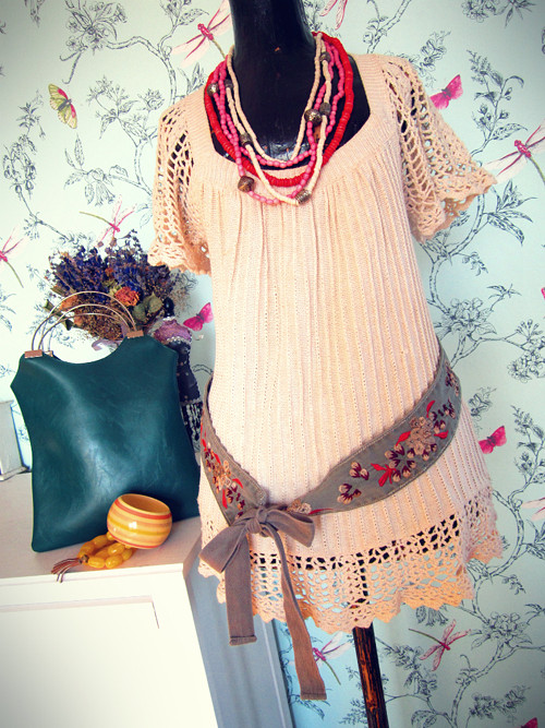 Háčkovaná tunika boho hippie — foto 1