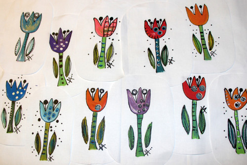 Origo malované nášivky TULIPÁNY velké