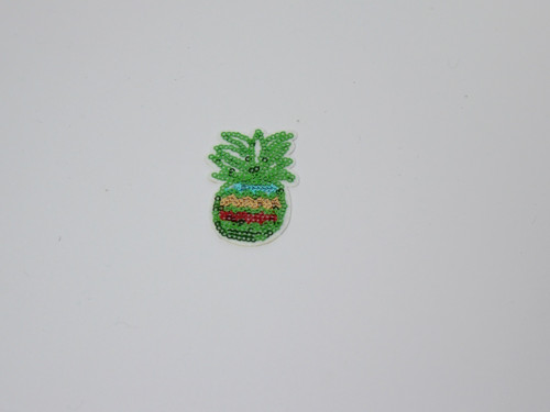 Nažehlovačky / nášivky - ananas / flitry / zelená