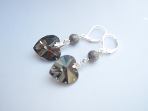 Elegantní srdce, postříbřené - náušnice — foto 1