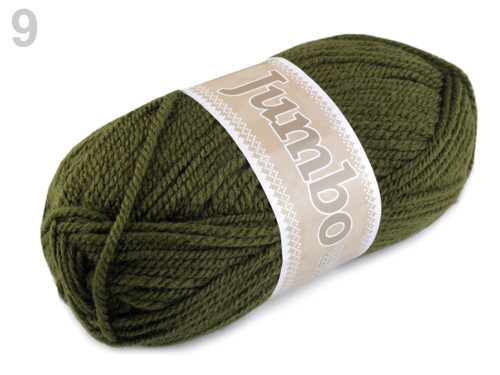 Pletací příze 100 g Jumbo - zelená khaki