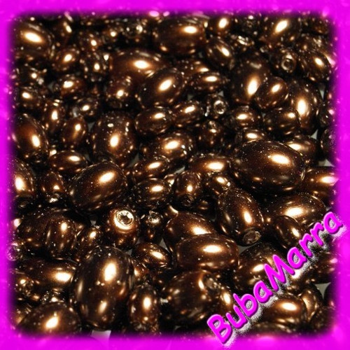 ~25g~ Voskované perly Ø4-12mm ~ oválek ~ HNĚDÁ