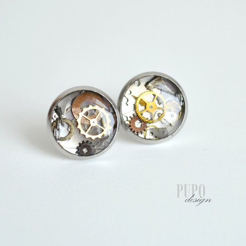Čiré STEAMPUNK pecky, chirurgická ocel, 12mm — foto 1