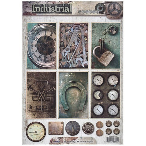 Jednostranný pap.na scrapbook A4 Industrial_Vintag