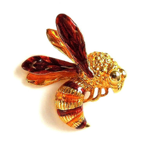 Brož do klopy Včela pruhovaná 2,5 cm x 2,8 cm