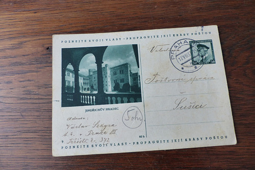 Jindřichův Hradec - pošta...dopisnice 1937