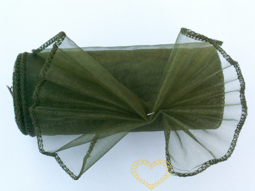 Organza tmavě zelená - šíře 12 cm